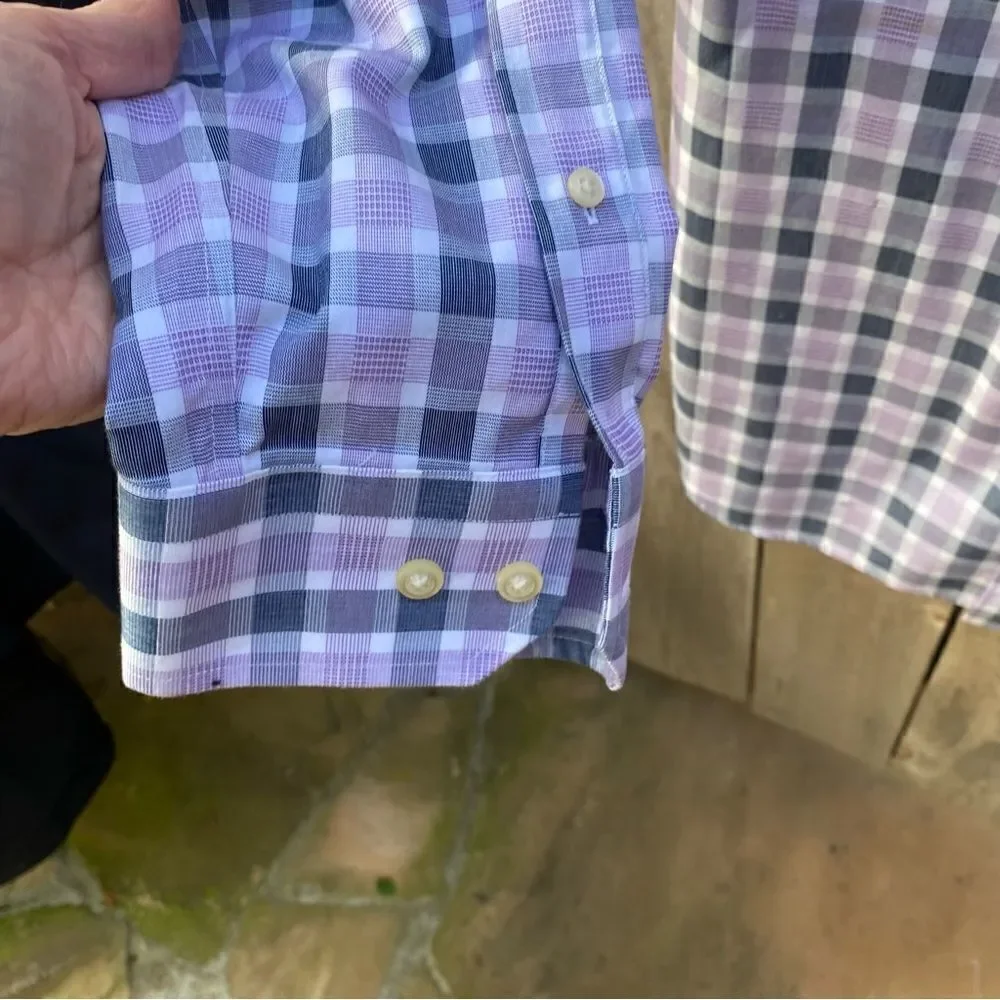 Banana Republic purple plaid dress shirt men's sz large